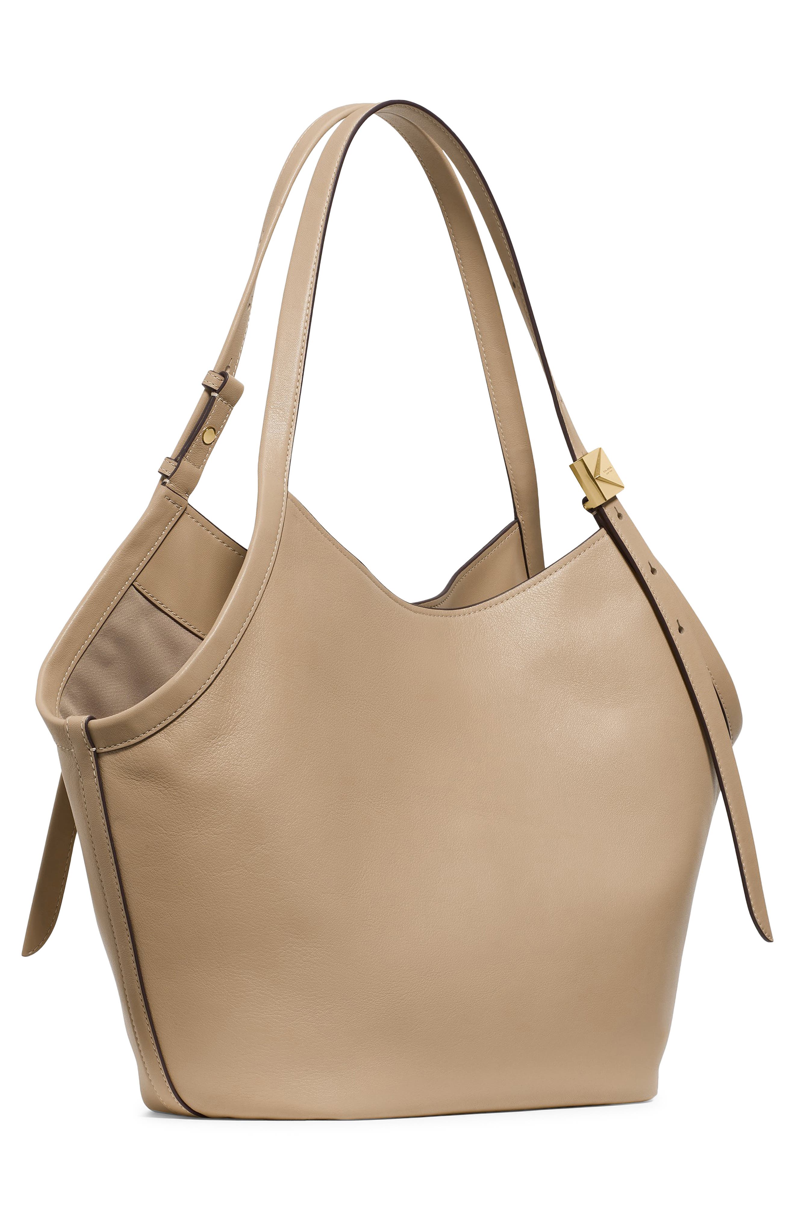 Deco Fine Grain Leather Tulip Tote, Alternate, color, TIMELESS TAUPE