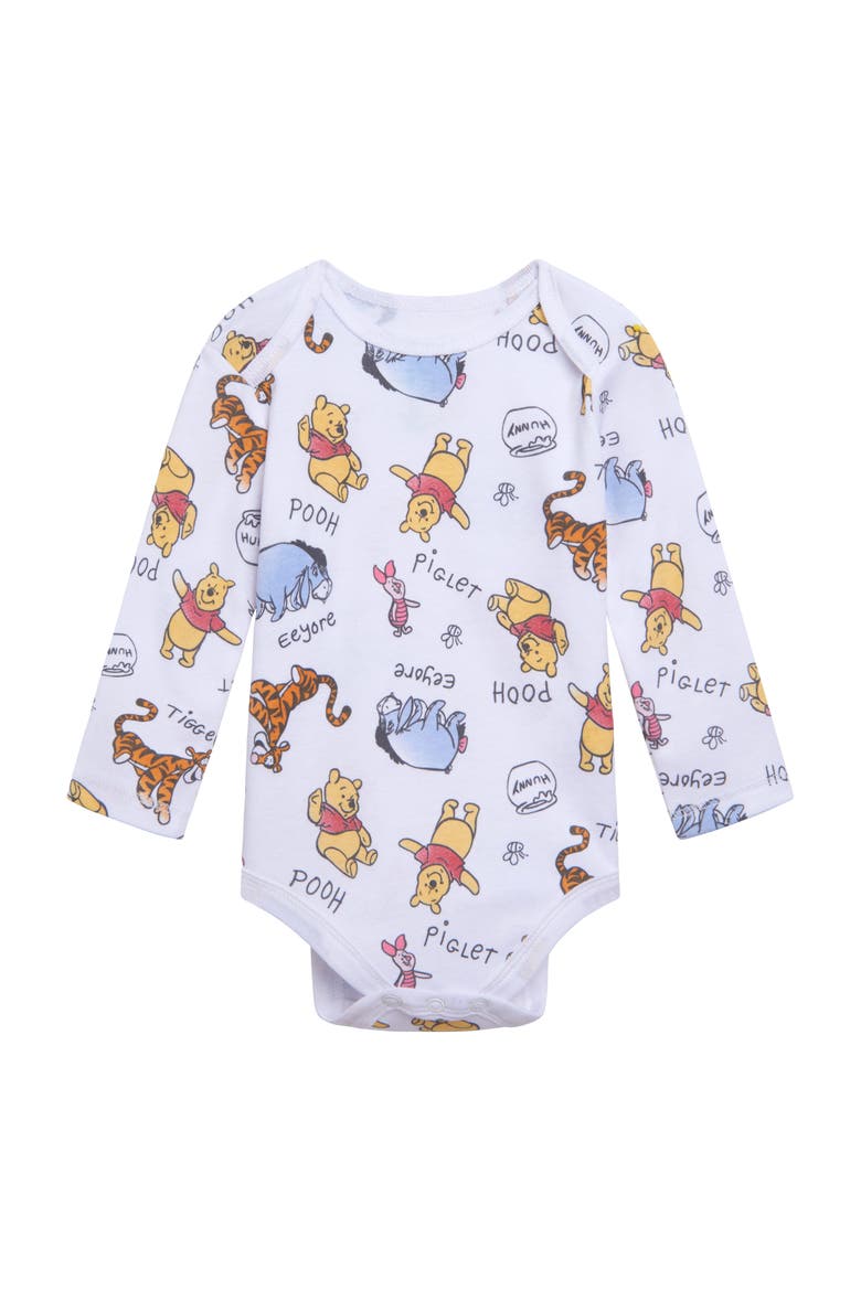 Winnie the Pooh 3-Pack Long Sleeve Bodysuits, Alternate, color, Pooh Grey Tan