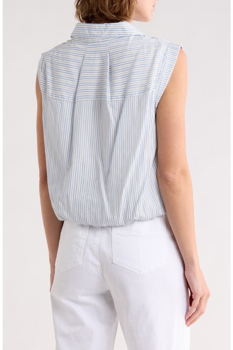Cap Sleeve Bubble Hem Cotton Seersucker Top, Alternate, color, CHAMBRAY BLUE MULTI