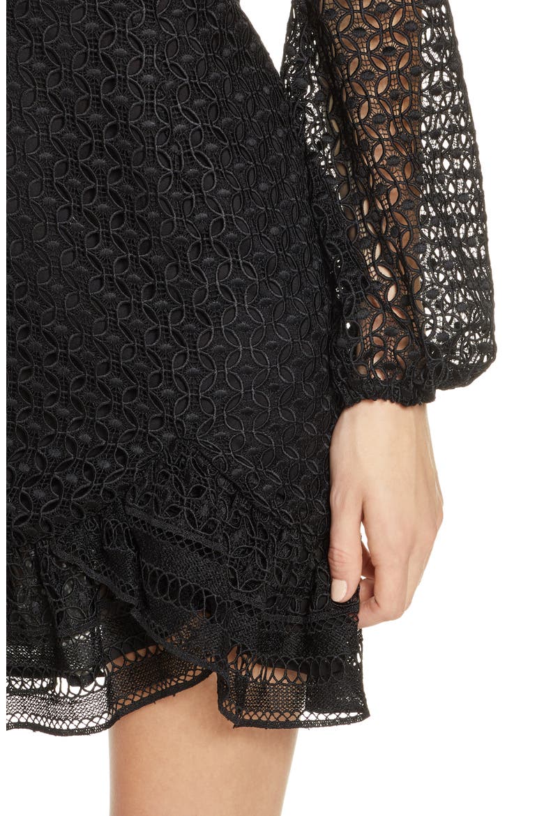 Savannah Long Sleeve Lace Minidress, Alternate, color, BLACK