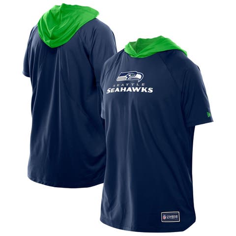 Men's New Era  College Navy Seattle Seahawks Combine Authentic Hooded Raglan Short-Sleeve T-Shirt