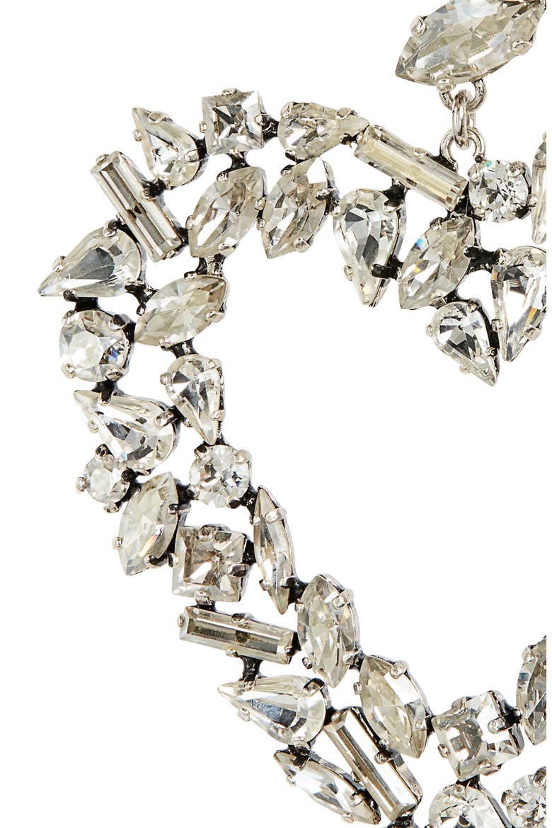 Rhinestone Oversize Heart Clip-On Earrings, Alternate, color, 9314 ARGENT OXYDE/ SILVER