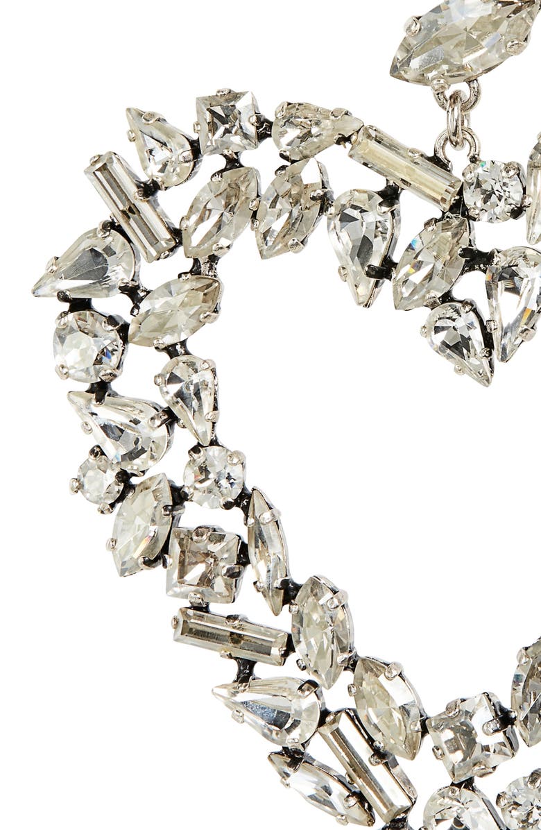 Saint Laurent Rhinestone Oversize Heart Clip-On Earrings, Alternate, color, 9314 Argent Oxyde/ Silver