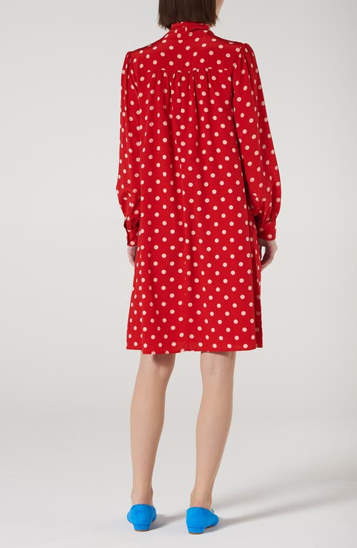 Lk Bennett Evia Long Sleeve Silk Dress In Red