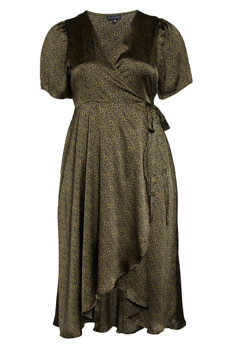 Lumi Puff Sleeve Wrap Dress, Alternate, color, DITSY LEOPARD OLIVE