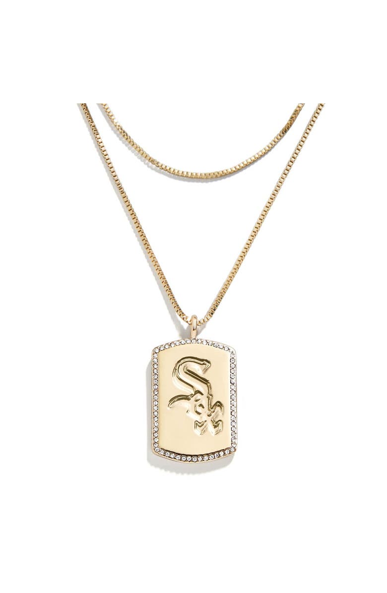 WEAR by Erin Andrews x Baublebar Chicago White Sox Dog Tag Necklace, Main, color, Gold