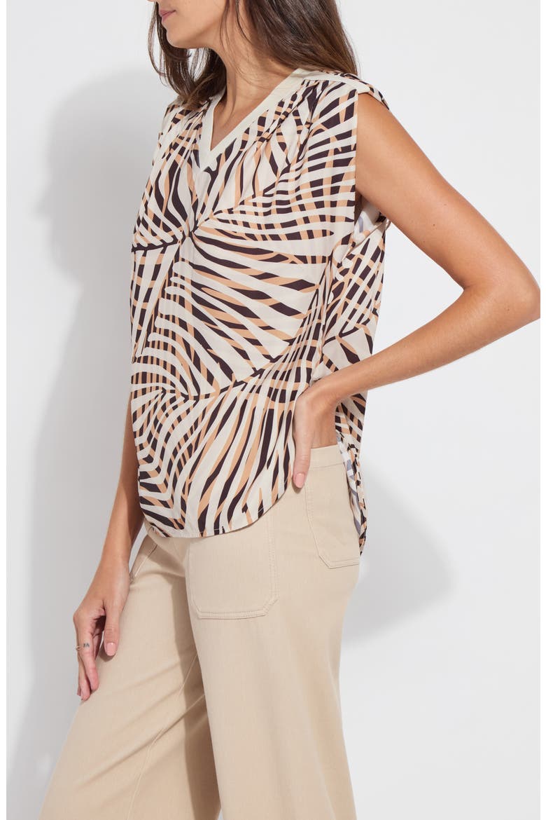 Aura Rib V-Neck Tank Top, Alternate, color, POOL SIDE PALM