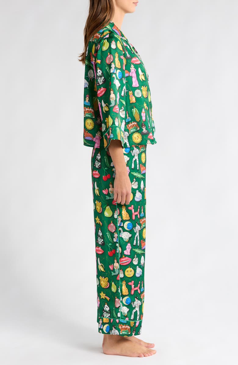 Karen Mabon Christmas Baubles Satin Pajamas, Alternate, color, 