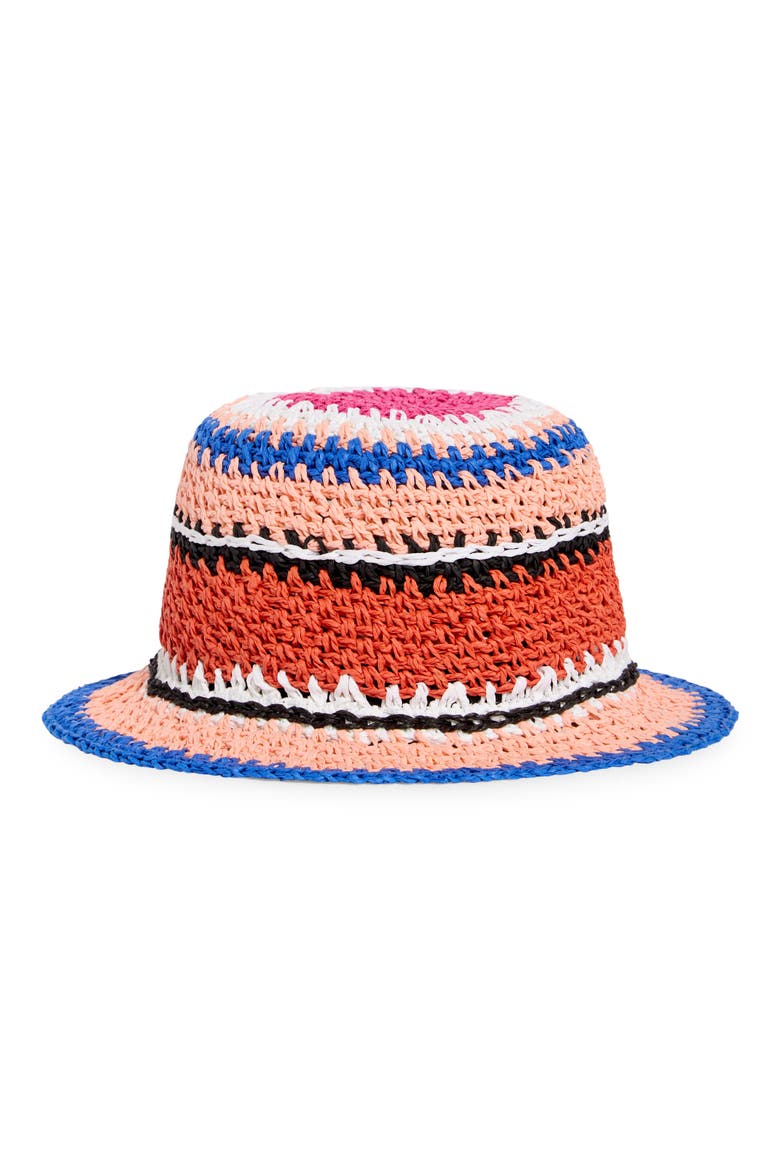 sunny stripe straw cloche, Main, color, CAROUSEL PINK