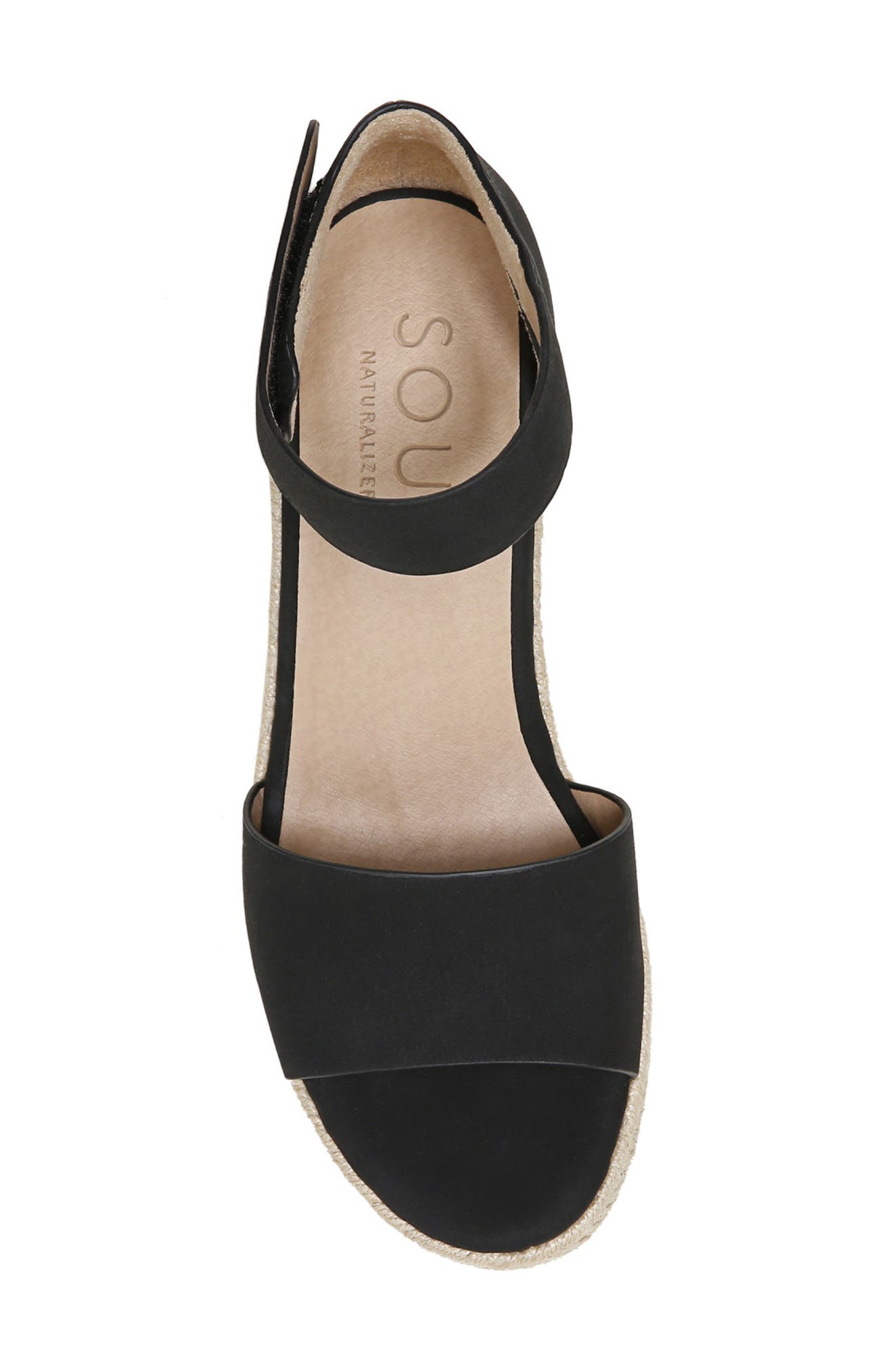 SOUL NATURALIZER Oakley Ankle Strap Espadrille Wedge Sandal, Alternate, color, Black