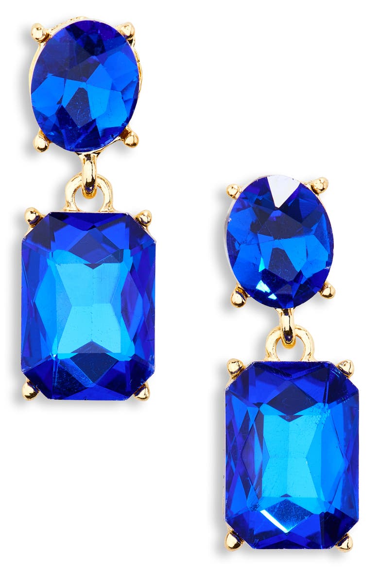 Crystal Drop Earrings, Main, color, BLUE
