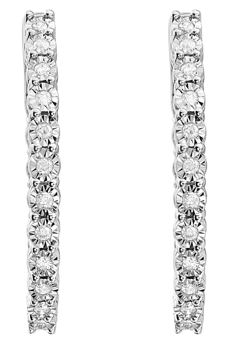 Sterling Silver Diamond Sunburst Hoop Earrings - 0.21 ctw, Alternate, color, WHITE