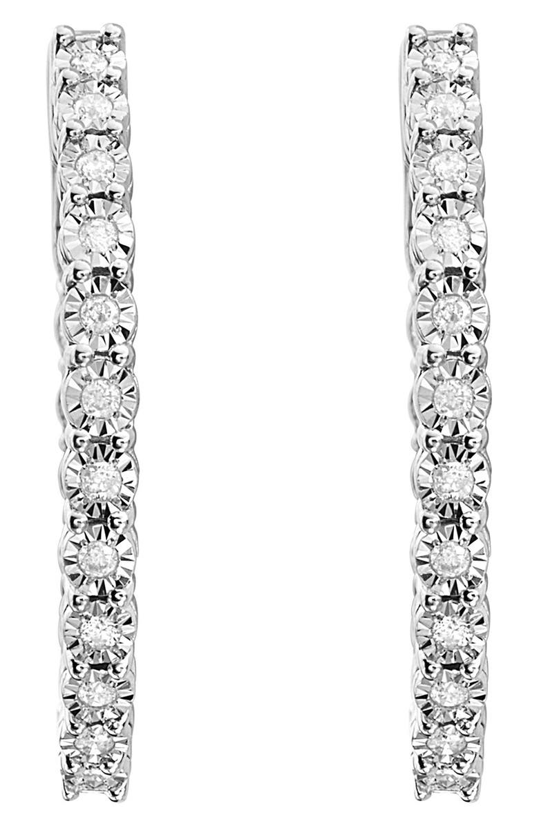 EFFY Sterling Silver Diamond Sunburst Hoop Earrings - 0.21 ctw, Alternate, color, White