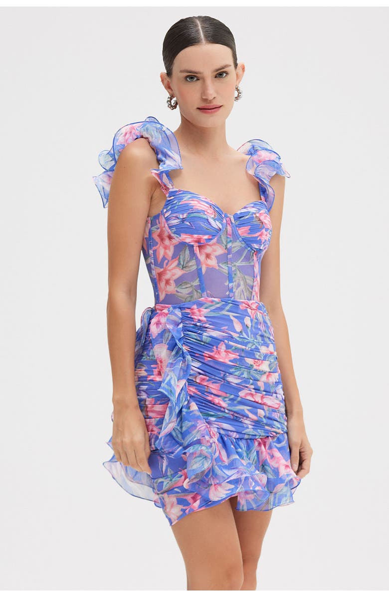 PatBO Amaryllis Flutter Mini Dress, Alternate, color, Blue