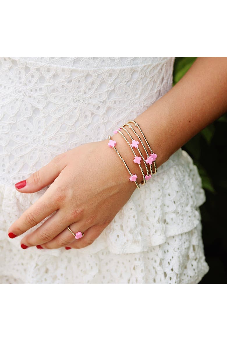 Halo Pink Cross Bracelet, Alternate, color, Pink