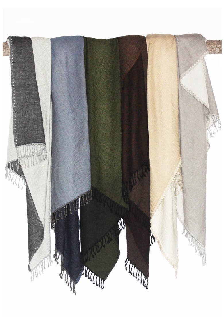 Reversible Merino Wool Throw Blanket, Alternate, color, GREY/ IVORY