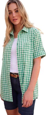 Roaman's Tie Sleeve Button Down Shirt