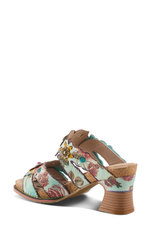 L'artiste By Spring Step Radiating Sandal In Mint Green Multi