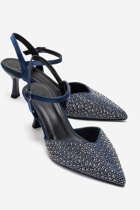 Vilka Embellished Slingback Kitten Heel Pumps