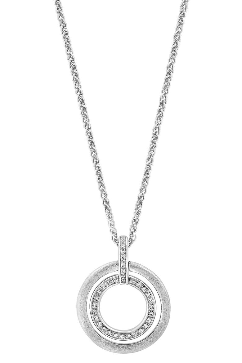 Sterling Silver Diamond Pavé Pendant Necklace - 0.10ct, Main, color, SILVER