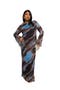 Long Sleeve Abstract Mesh Maxi Dress