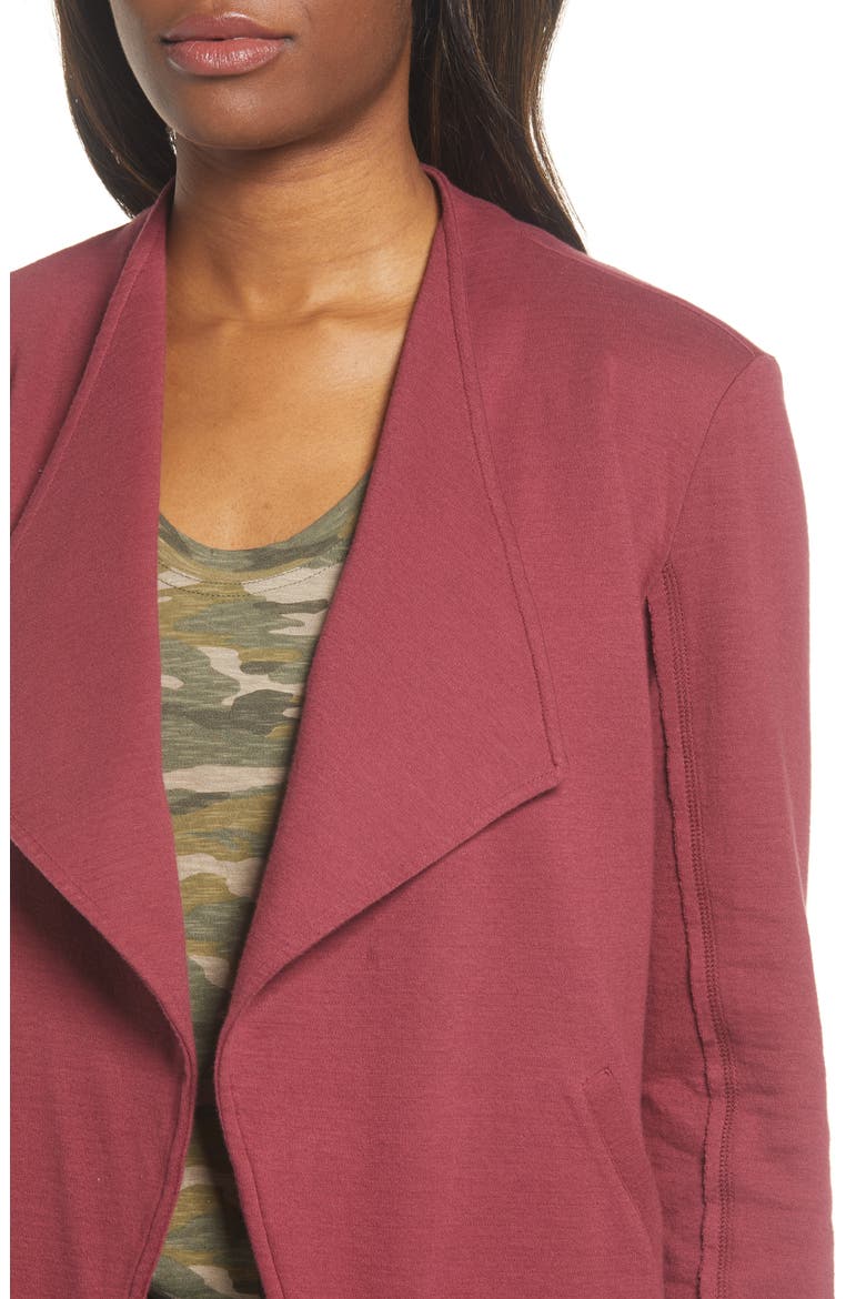 Drape Collar Knit Blazer, Alternate, color, RED CORDOVAN