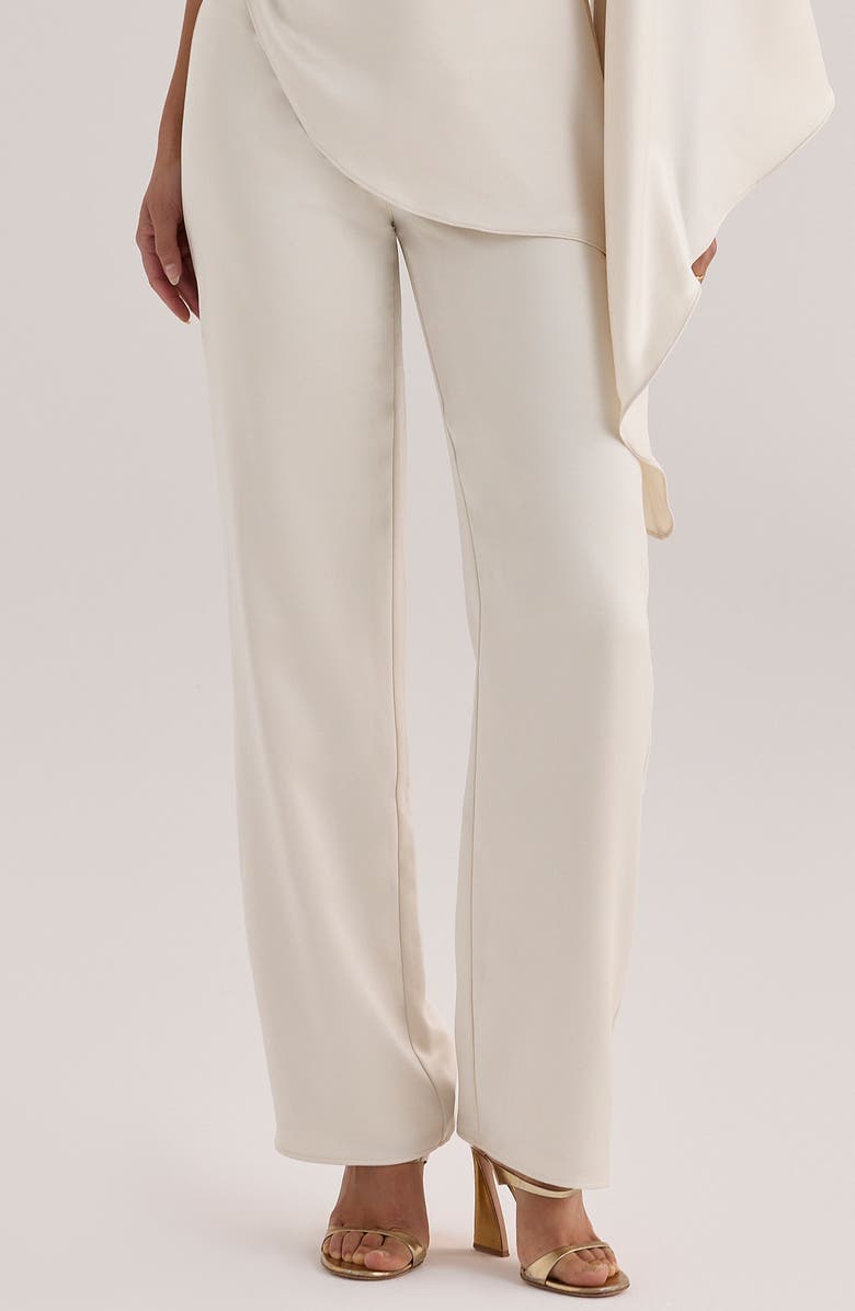 HOUSE OF CB Amaria Relaxed Fit Satin Straight Leg Pants, Main, color, Ivory