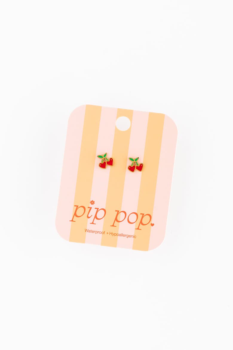 Cherries Stud Earrings, Alternate, color, Red