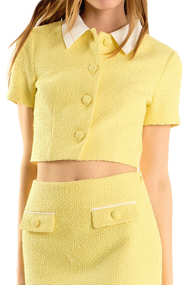 Crop Tweed Jacket, Alternate, color, BUTTER