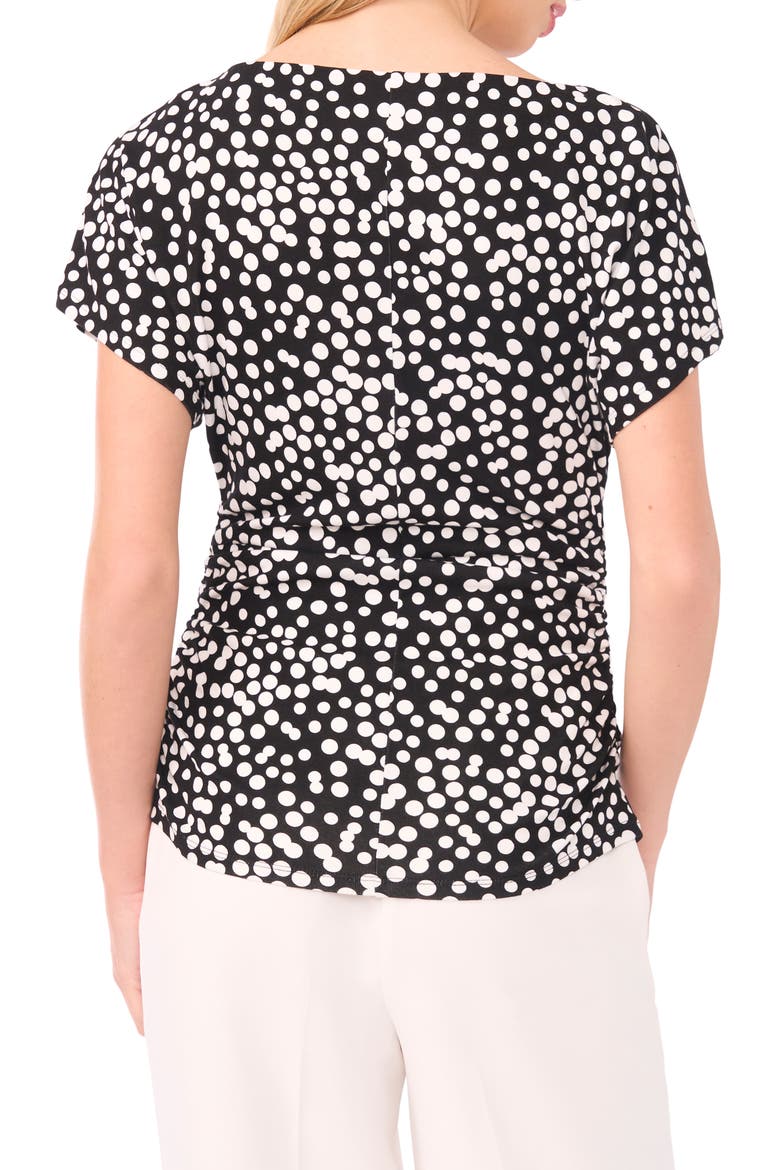 Shirred Dolman Short Sleeve Ponte Top, Alternate, color, RICH BLACK