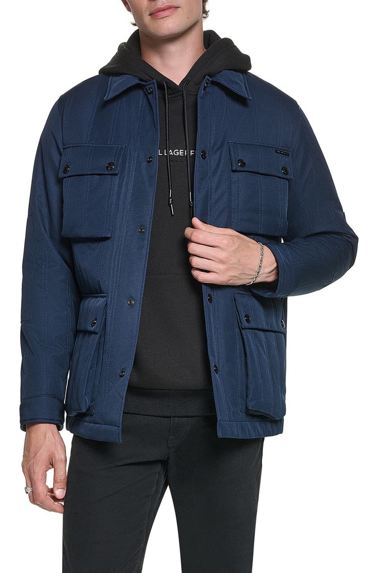 Quilted Shirt Jacket, Main, color, NAVY