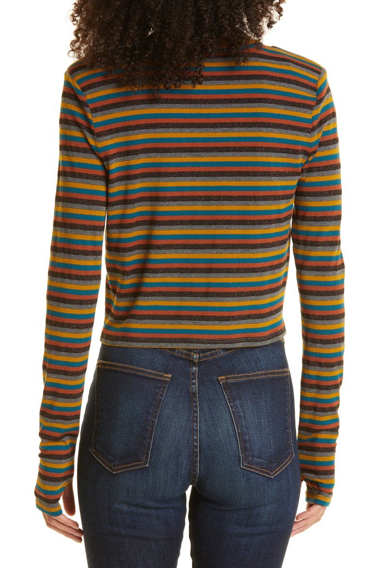 Jordan Stripe V-Neck Cardigan, Alternate, color, FLORAL MULTI