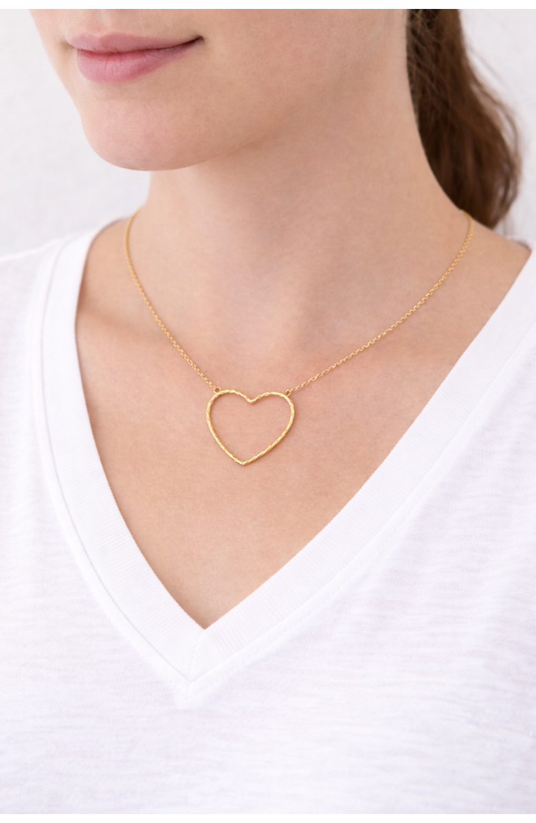 Erin McDermott Jewelry Open Heart Gold Necklace, Alternate, color, Gold