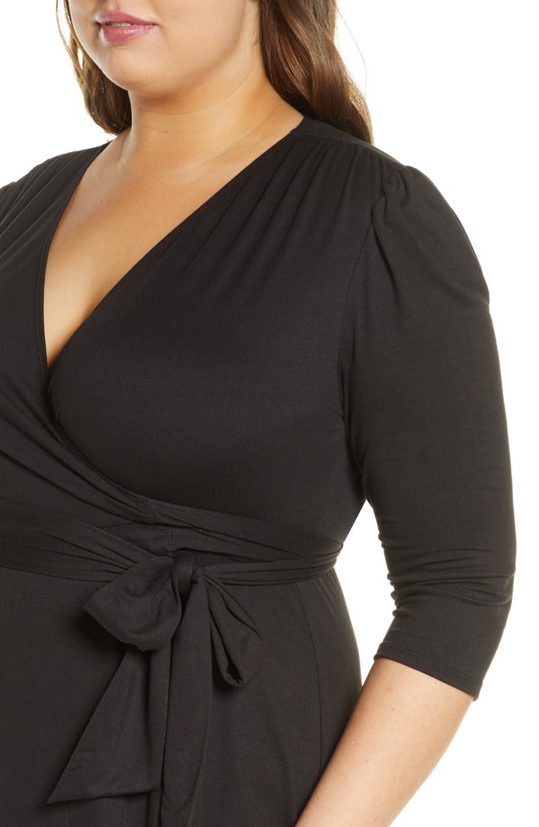 Kiyonna Winona High/Low Wrap Dress, Alternate, color, Black Noir