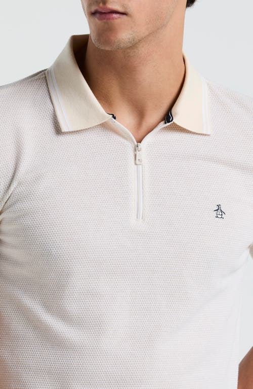 Original Penguin Cotton Blend Jacquard Zip Polo In Birch