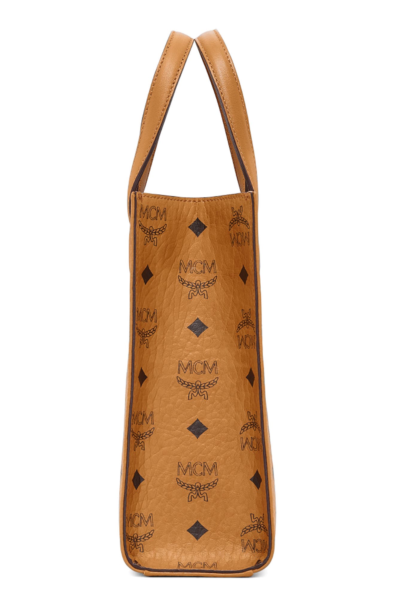 MCM Visetos Coated Canvas Mini Tote, Alternate, color, Cognac