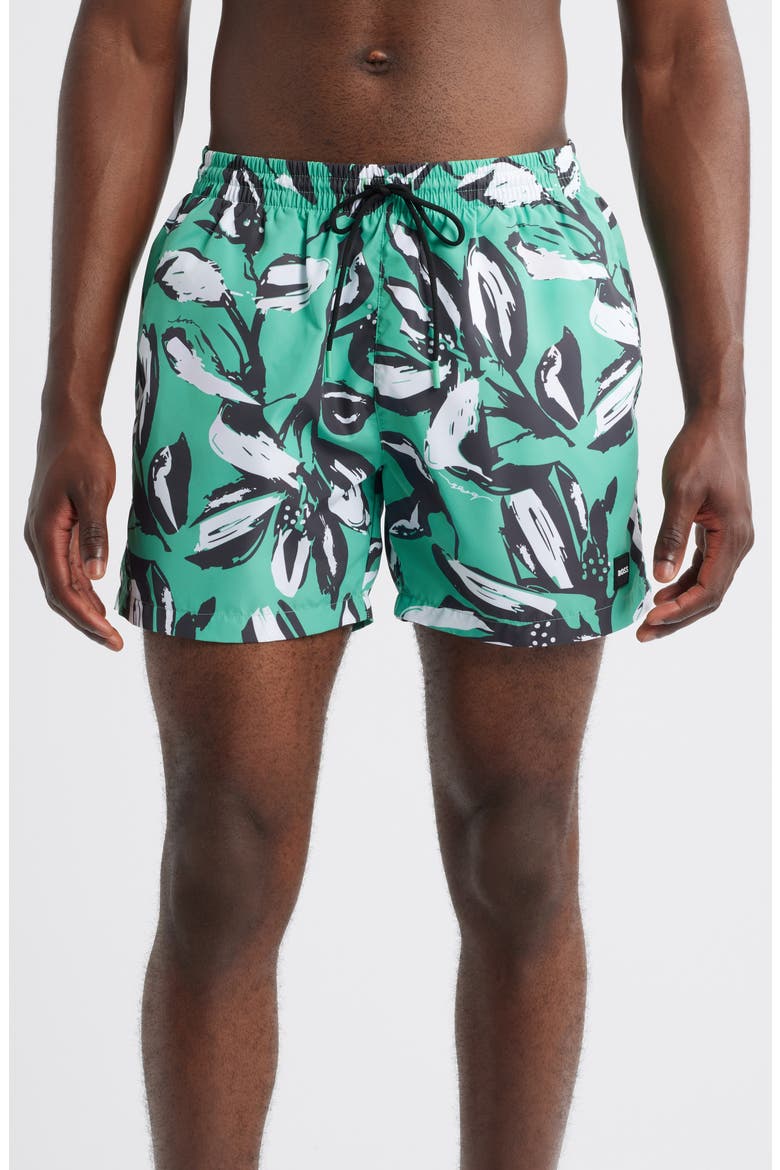 Piranha Swim Trunks, Main, color, BRIGHT GREEN