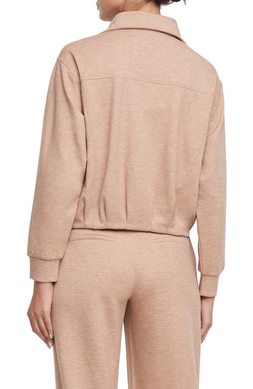 Three Dots Bubble Hem Full Zip Jacket In Brown