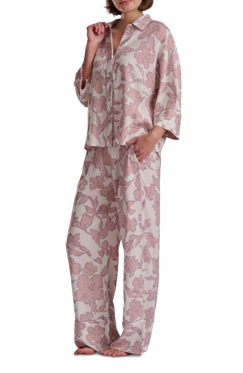 Splendid Button-up Shirt & Pants Pajamas In Pink