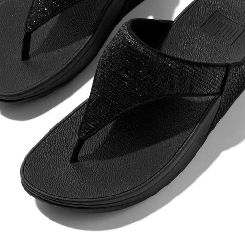 Fitflop Lulu Crinkled-shimmer Toe-post Sandals In Black
