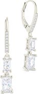 Sterling Forever Eulalia Emerald Cubic Zirconia Drop Hoop Earrings