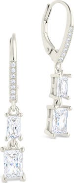Sterling Forever Eulalia Emerald Cubic Zirconia Drop Hoop Earrings