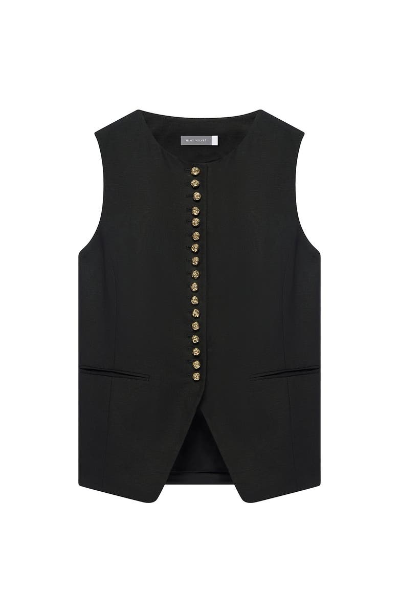MINT VELVET Linen Button Detail Waistcoat, Alternate, color,