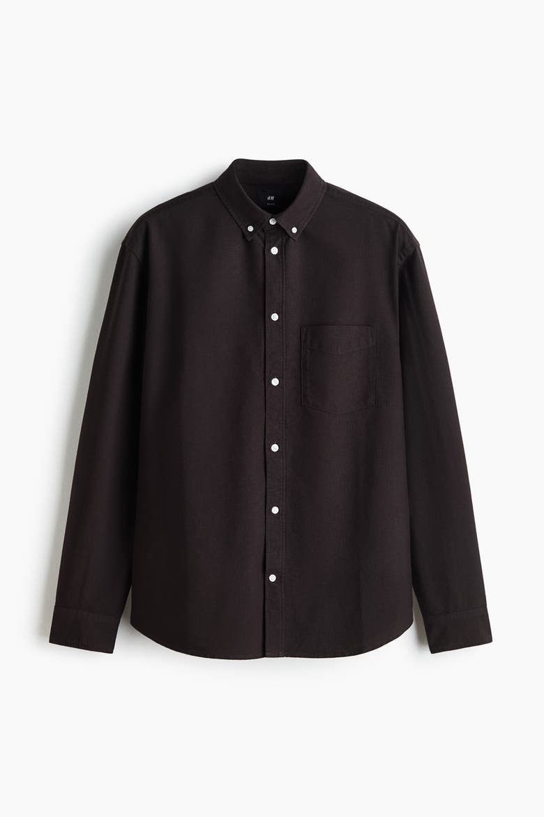 Regular Fit Oxford Shirt, Main, color, Dark brown