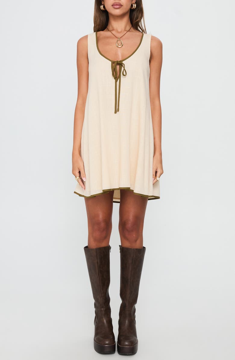 Princess Polly All My Loving Contrast Babydoll Minidress, Main, color, Cream