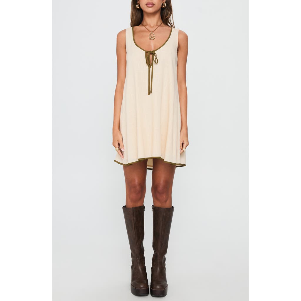 Princess Polly All My Loving Contrast Babydoll Minidress In Neutral