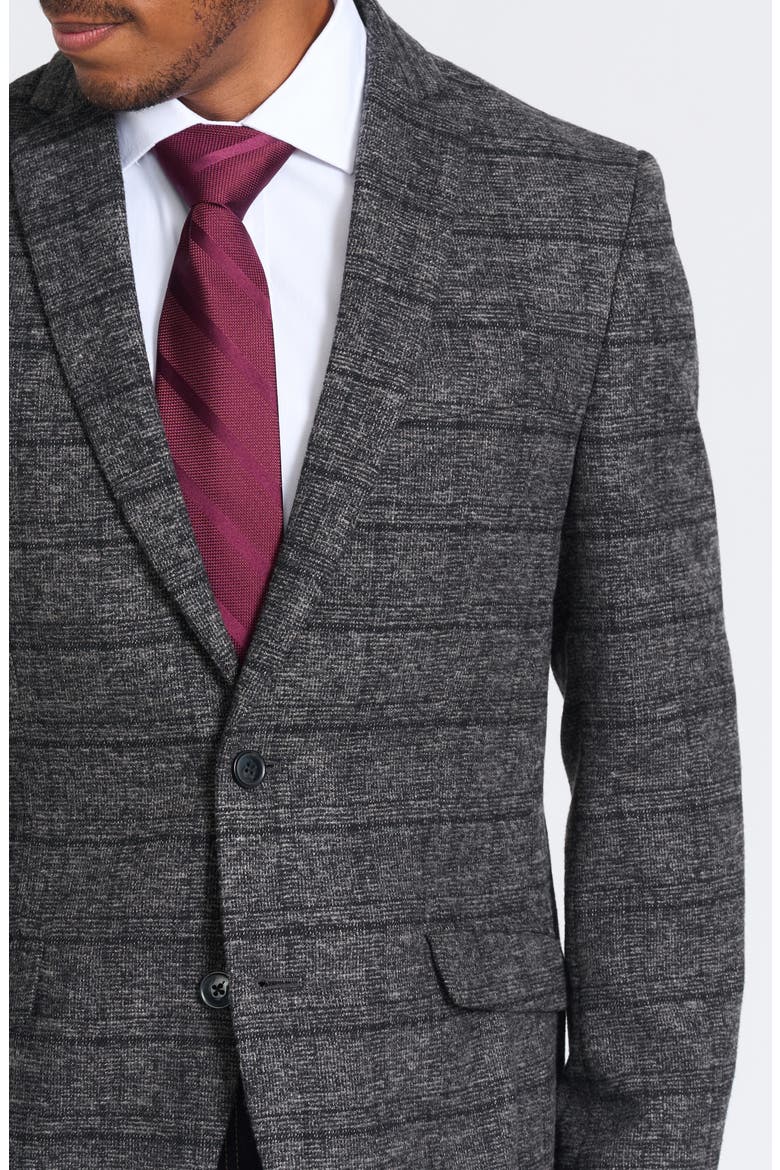Gray Windowpane Plaid Bouclé Blazer, Alternate, color, GREY