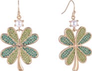 Hallmark Green Stone Four Leaf Clover Earrings