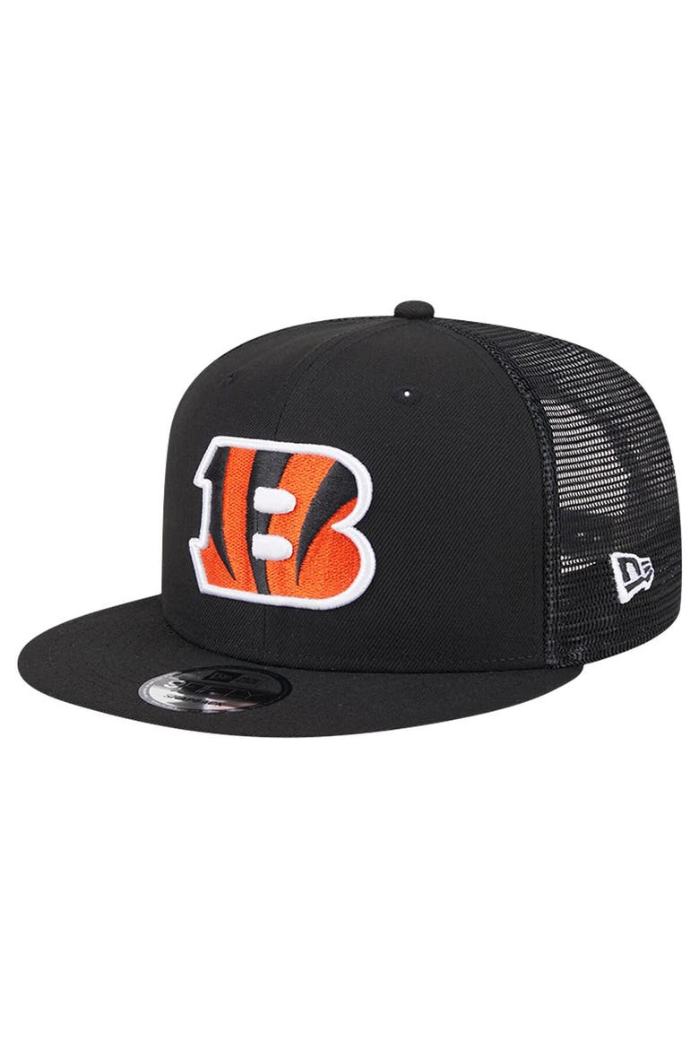Men's New Era Black Cincinnati Bengals Main Trucker 9FIFTY Snapback Hat, Main, color, Black