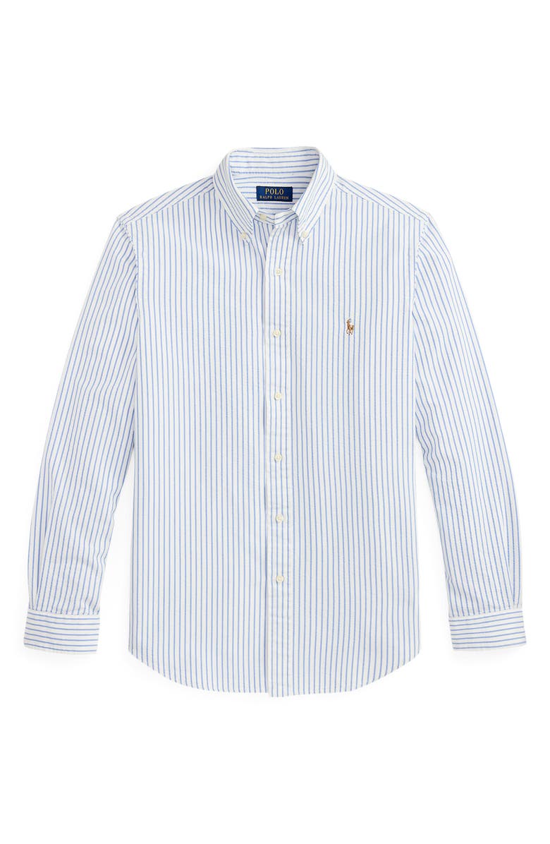 Polo Ralph Lauren Classic Fit Stripe Seersucker Button-Down Shirt, Alternate, color, White/ Blue